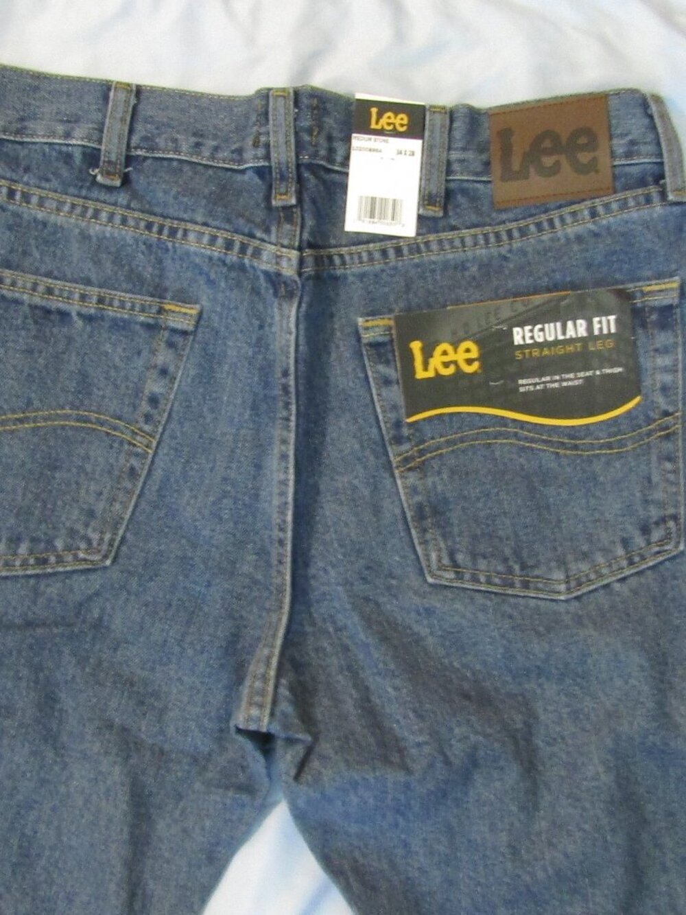 NWT LEE Regular Fit Straight Leg Jeans Mens 34x28 Medium Stone Blue Denim